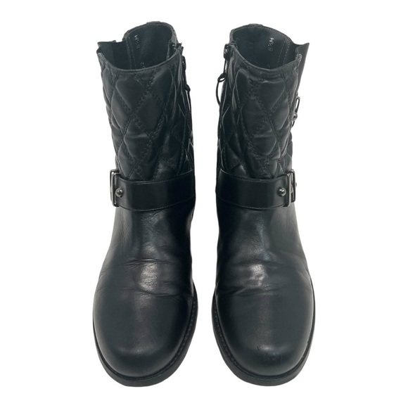 Stuart Weitzman Black Leather Quilted Biker Motorcycle Booties Women’s 8.5 - Picture 4 of 16
